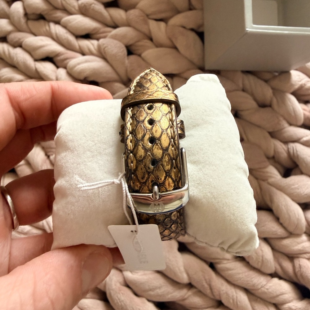 Michele Deco Sport Rose Gold Watch with Metallic Bronze Snakeskin Leather Strap - Picture 3 of 7